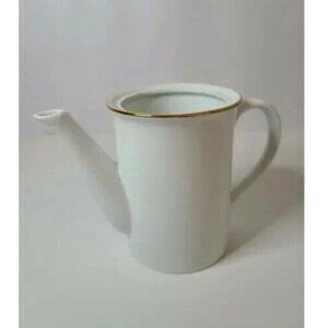 VTG Tiffany & Co Authentic Fine China Coffee Pot White Gold Trim Porcelain